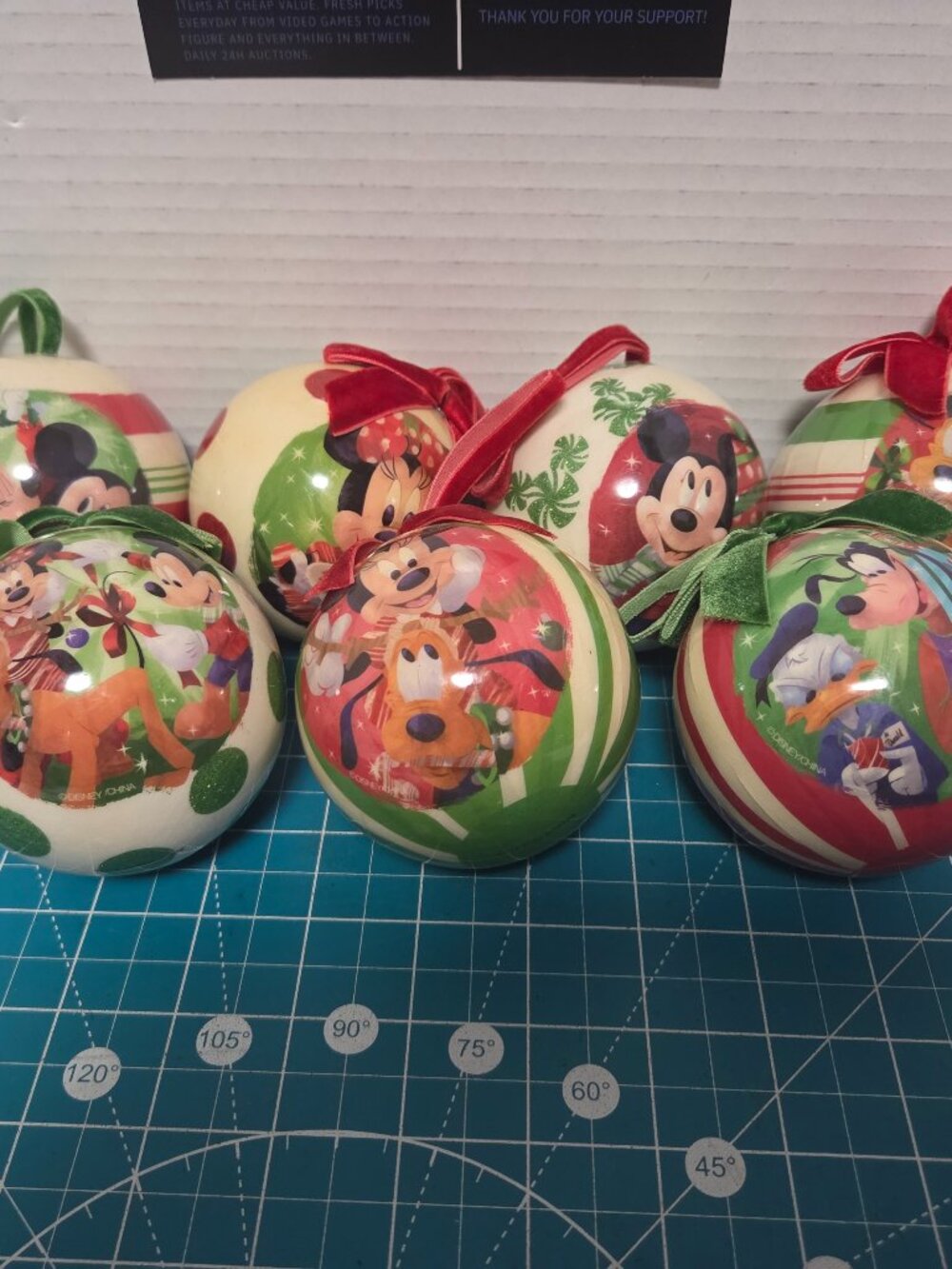 MICKEY MINNIE MOUSE CHRISTMAS DISNEY STORE ORNAMENT SET 7 PCS PLUTO GOOFY